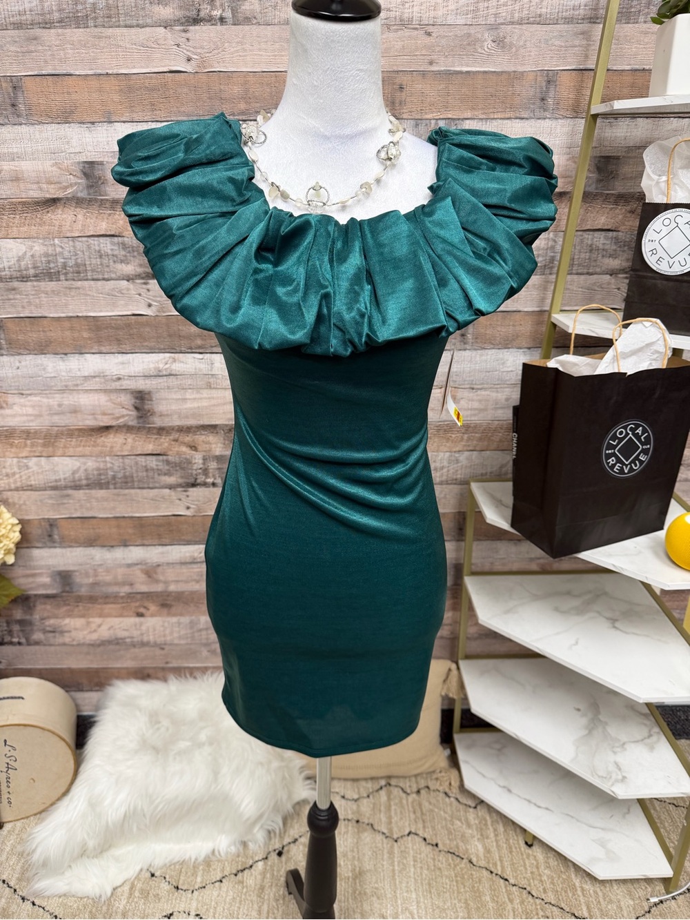 City Streets Hunter Green Mini Dress S